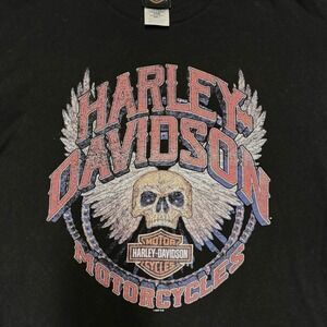 Harley Davidson Shirt Skull Wings Men L Black Alabama Heart Of Dixie Moto Grunge